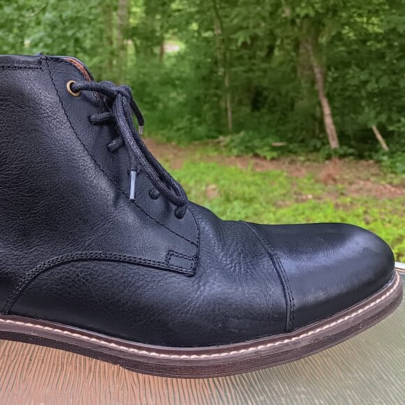 Men's Aston Grey Lollan Black Leather Ankle Boots Size 10.5 M - Picture 3 of 12